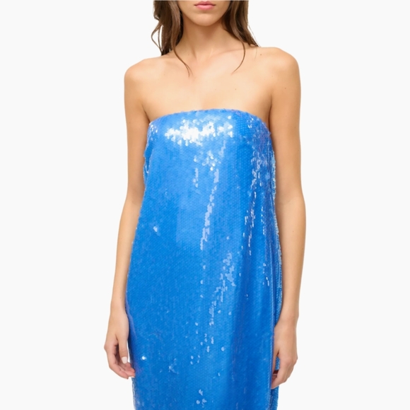 STAUD Casey Sequined Strapless Gown - Cornflower Blue NWT - Picture 5 of 13